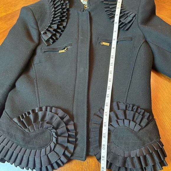 Just Cavalli Black Jacket & Pants Set Intricate Appliqué Spanish Style - Picture 2 of 16